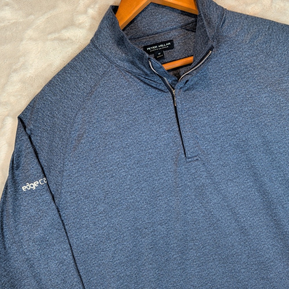 Peter Millar Crown Crafted Stealth Performance Quarter Zip Mens M Blue AOP Golf